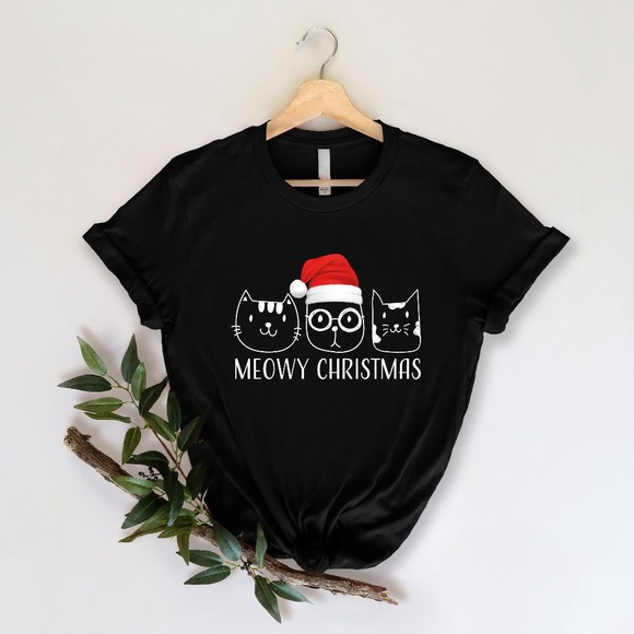 Meowy Christmas Shirt, Cat Christmas Shirt, Christmas T-shirt, Christmas Gifts - Picture 1 of 2